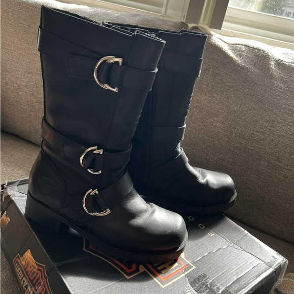 Women’s Harley Davidson black leather boots size 7 - Picture 1 of 4